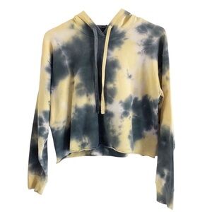 Carbon 38 Hoodie Tie Dye Crop Sweatshirt XS Blue Yellow